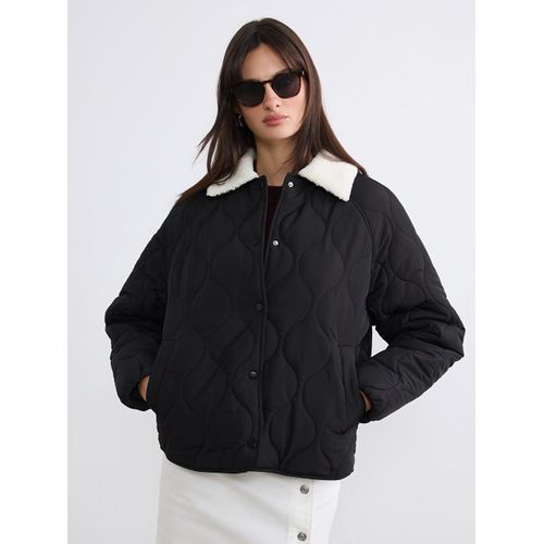Plush Collared Quilted Women's Puffer Coat