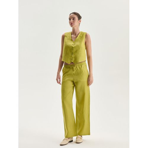 100% Linen Women's Elastic Waist Trousers