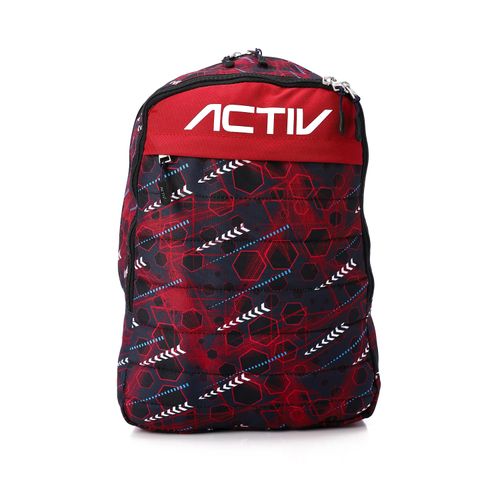 Double Compartment Zipper Kids Backpack - Red & Black
