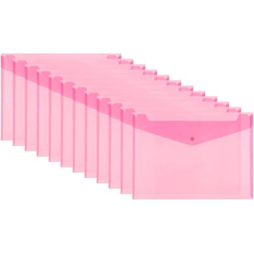 Plastic Paper Folder 26 * 35 cm With Clips 12 Pieces - Fuchsia 777