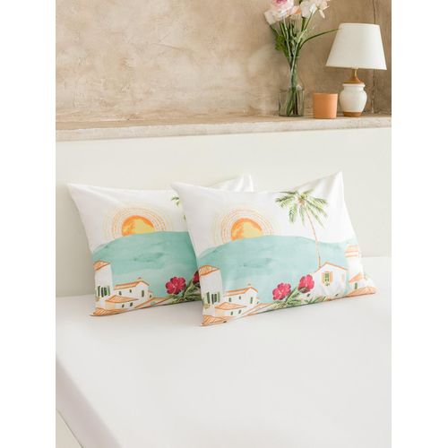 Printed Cotton Pillowcase Set Of 2, 50X70 Cm