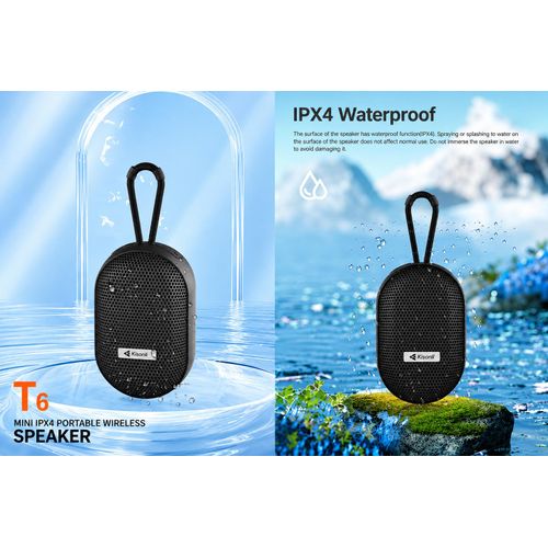 T6 Portable Waterproof Bluetooth Speaker with Hanging Hook - Clear Sound