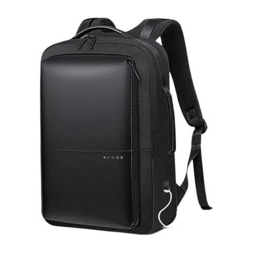 Business Leather And Canvas Backpack For 17 Inch Laptop - - Expandable Black Bag For 17 Inches Laptop