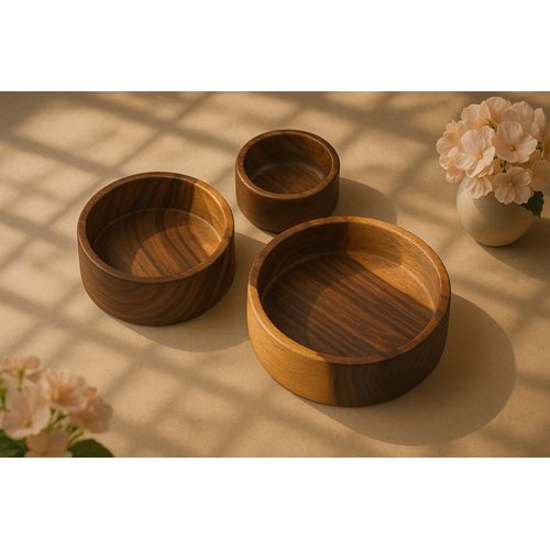 Wood Wooden Serving Bowls Set-3 Pieces
