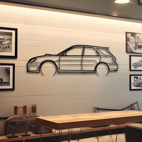 Giftaty JDM Vehicle Silhouette Wall Art – Automotive Decor for Garage, Man Cave, Office & Home – Wall art, office, home, room creative decor, framed posters (2007 WRX Wagon, XL)