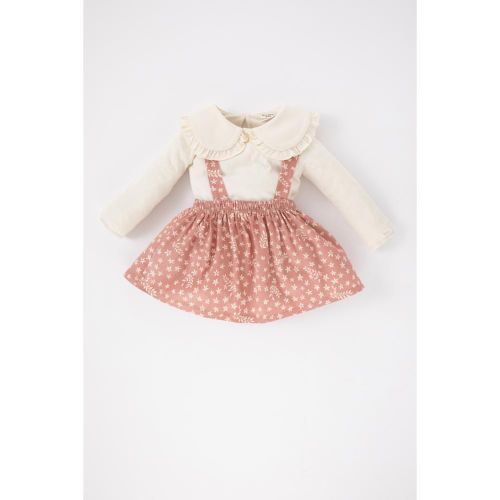 Baby Girl Big Neck Regular Fit Dress Set - Rose