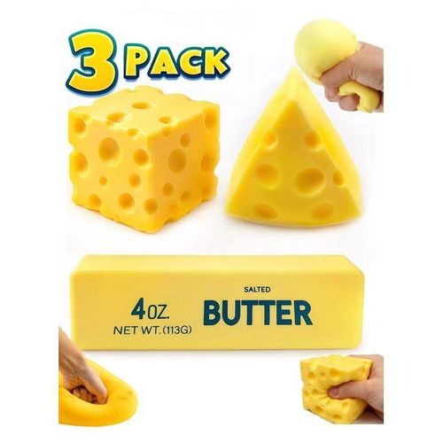 Slow Rising Dumpling Squishy Butter Squeeze Toy Cheese Slow Rebound Sensory Stress Relief Squishies Soft & Stretchy Fidget Toys for Anxiety Relief Party Favors 3 Pcs(Dumpling Squishy Butter)