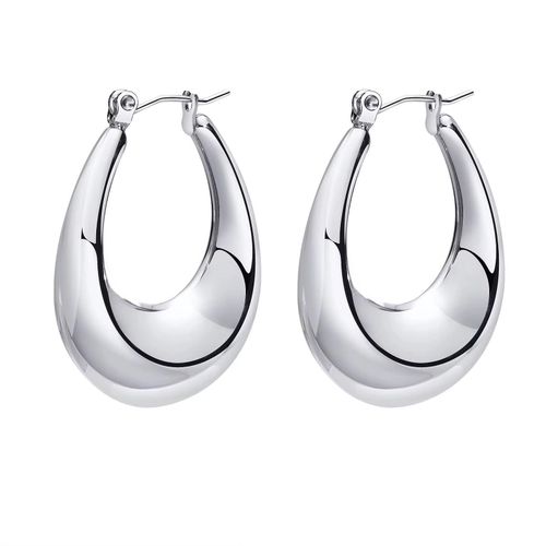 Elegant teardrop design earrings in polished stainless steel Lightweight durable and chica perfect modern statement for any occasion