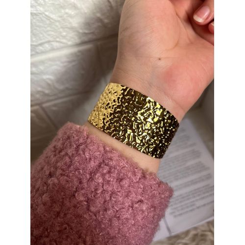 18K Gold Plated Stainless Steel Chunky Cuff Bracelets for Women Vintage Boho Wide Bangle Bracelets Irregular Statement Bracelet Thick Arm Cuff Gold Bracelet