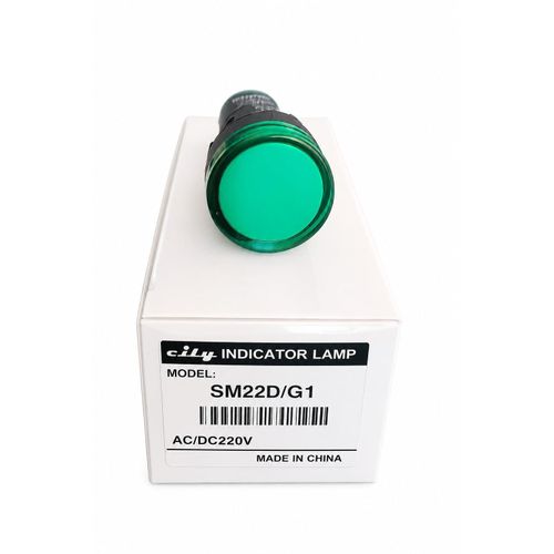 LED Indicator Lamp, AC/DC 220V 22mm Panel Mount, Round Signal Light, 1W, Industrial Style (Green)