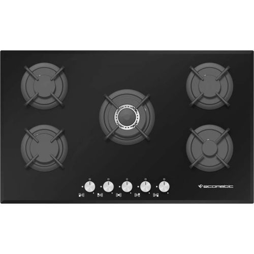 Gas Hob Black Glass 90 Cm 5 Burners Black S907RS