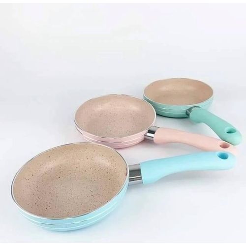 Mini Frying Pan 16cm, Non-Stick, Granite Coating, Steak Frying, Egg, Beef. Pancake Burger (babyblue)
