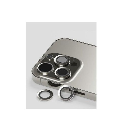 Aluminum alloy camera lens protector with easy mounting tool compatible with iPhone 16 Pro 6.3 inch / iPhone 16 Pro Max 6.9 inch (Titanium)