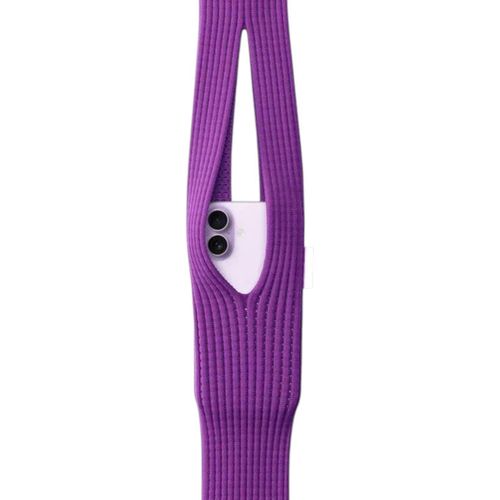 iPhone phone pocket with short lanyard, 3D design, one-piece construction, fits most smartphones, sleek and lightweight, hands-free design by XTECH (40cm), Purple