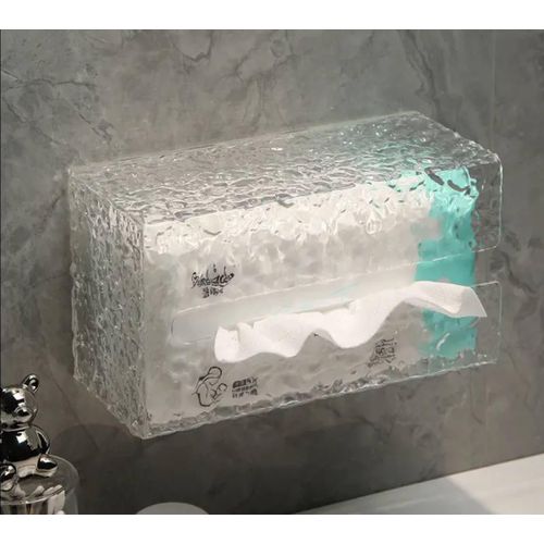 Hanging Tissue Organizer - Lightweight acrylic wall-mounted design with firm double-sided tape, excellent for maintaining cleanliness and easy tissue reach across different home spaces