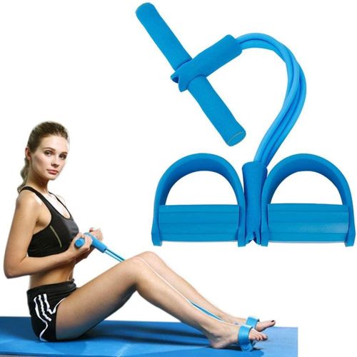 Pedal resistance band,resistance bands exercise bands,super light 4-tube yoga rally strap elastic pull rope fitness equipment,sit-up exercise device,pedal fitness tube(blue)