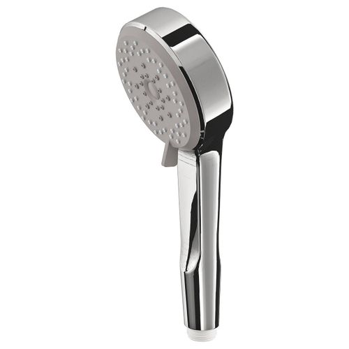 5-spray handshower The BROGRUND chrome handheld showerhead with a circular face, multiple spray options, and a long handle.