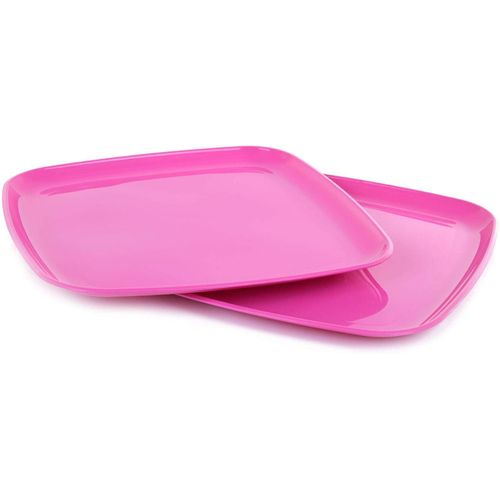 Home Reusable Plastic Plates (Fuschia, Square Serving Plate 2pk (14in))