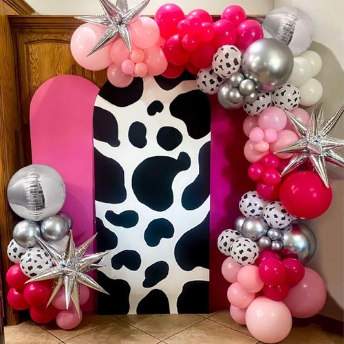 Western Cowgirl Balloon Arch Kit, 148Pcs Rose Pink Silver Balloons with 4D Disco Balls for Bachelorette Party Decorations