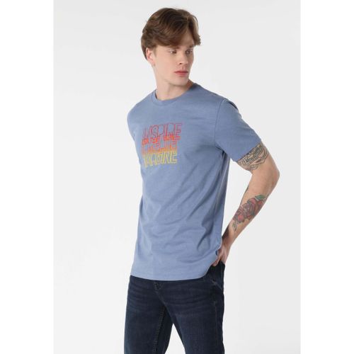 Men T-SHIRT SHORT SLEEVE BLUE MELANGE