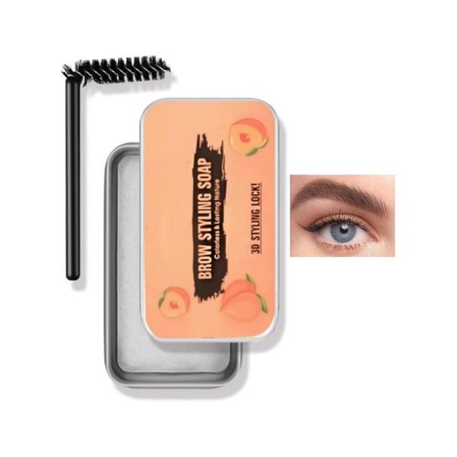 Brow Gel For Natural Brows,Eyebrow Setting Gel,Smudge-Proof Brow Soap, Long-Lasting Styling Pomade,Lightweight Soap Kit For Easy Shaping & Definition,Non-Sticky,With Quick-Dry Honey Peach Wax