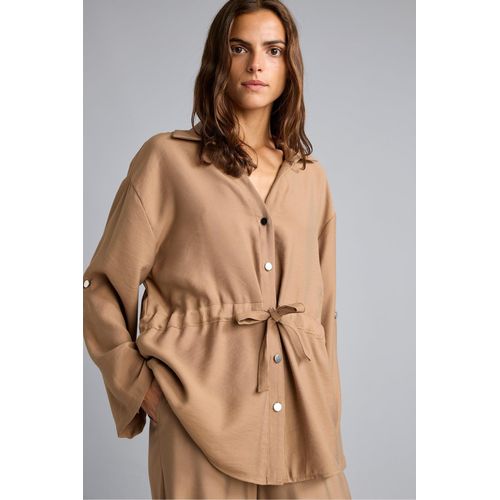 Regular Fit Shirt Collar Flowing Fabric Blazer Jacket