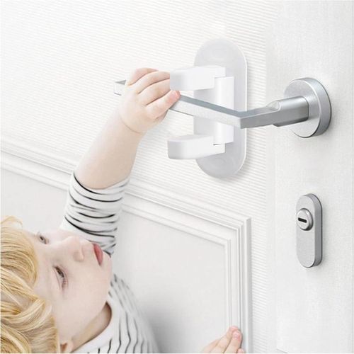 أقفال مقابض الأبواب المقاومة للأطفال، مقبض للأبواب لحماية الأطفال، مقابض أبواب أمان للأطفال مع شريط لاصق لضمان سلامة الأطفال، قفل مقبض باب مقاوم للأطفال لأبواب الغرف والنوافذ