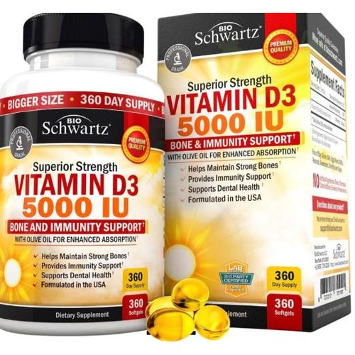 Vitamin D3, Superior Strength , 5,000 IU, 360 Softgels