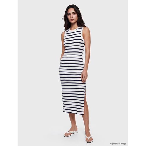 Crew Neck Striped Bodycon Dress