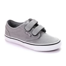 Kids Solid Velcro Low Cut Sneakers -Light Grey