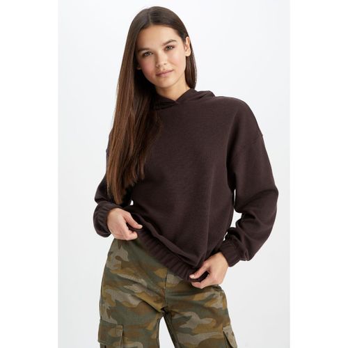 Woman Hooded Sweatshirt Sweat Shirt - Brown