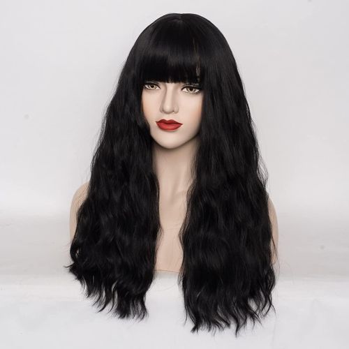 Synthetic Hair Wig Long Wavy In Black Color