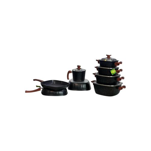13-piece granite cookware set - non-stick - heat-insulated handles(Multicolore)