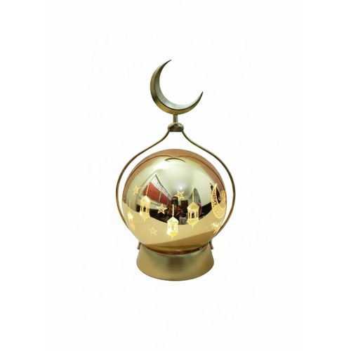 Ramadan Kareem Crescent Crystal Decorative Lamp Glass and Metal – Large Size