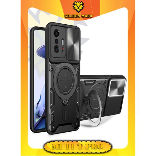 جراب حماية مع باب جرار لحماية عدسة الكاميرا المدرعة مدمج بزاوية 360 درجة - اسود Xiaomi 11T11T Pro جولدن ماسك