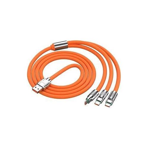 3-in-1 Fast Charging, 6A SuperVOOC, USB to Type-C + IOS+ Micro USB, 1200mm Length, High-Speed Data Sync, Durable TPE Material – Universal Multi Charging Cable