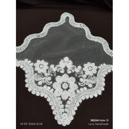 Complete Turkish Lid Set (Tulle * Rose) - 12 Pieces - 25cm * 25cm - White