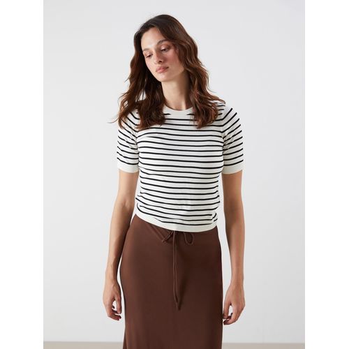 Crew Neck Striped Women's Knitwear Sweater