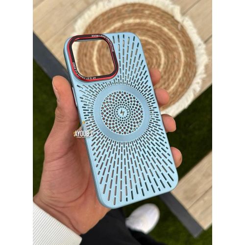 New Heat Dissipation Magsafe phone case Ultra Slim for iphone 15 (6.1 Inch) Support Magnetic Wireless Charge Shockproof Bumper cover (Sierra Blue)