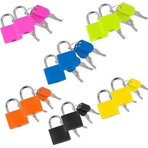 Small Colorful Metal Travel Lock – Ideal for Gym, Travel, Educational Toys - + 2 Keys in Same Color – Ideal for Bags & Lockers – Practical Security (Multicolor)