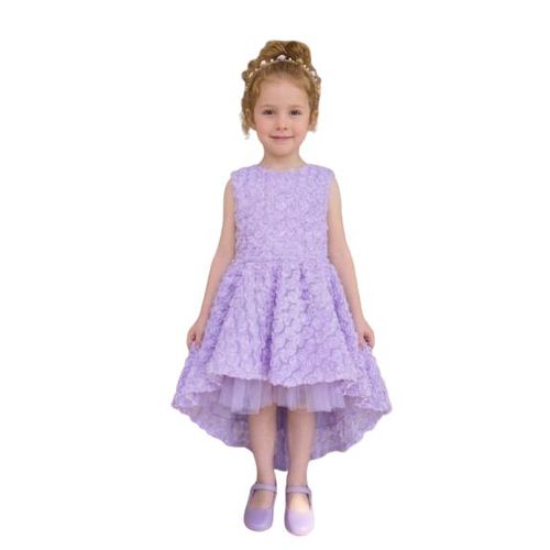 girls' dress in a soft lavender shade, designed with delicate and charming details