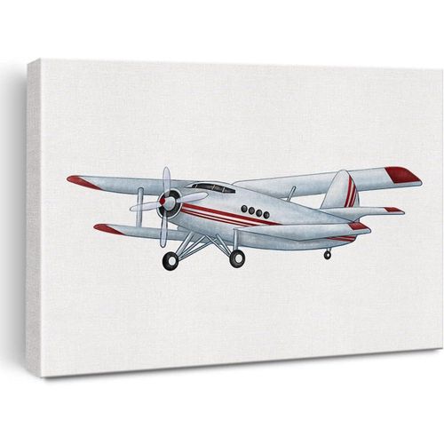 Airplane Canvas Wall Art Watercolor Transportation Vintage Plane Canvas Painting Biplane Aviation Prints for Home Boys Bedroom Wall Decor Framed Artwork Gifts(12x15 Inch)