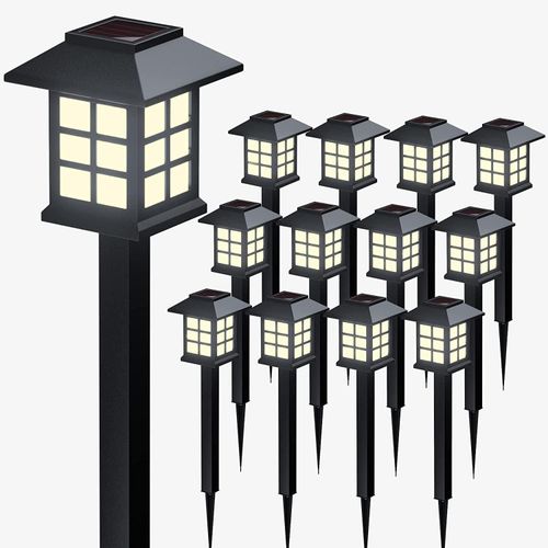 Solar Garden Lights, Outdoor Solar Landscape Lights, Waterproof Outdoor Solar Lights Walkway for Patio, Lawn, Yard and Landscape (Warm Yellow Light) (Yellow, 10pcs)