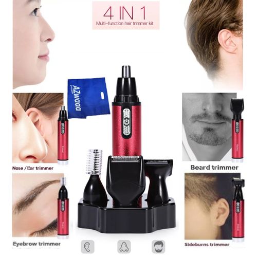 4 In 1 Km 6620 Nose Ear Hair Trimmer For Men Azwaaa Bag