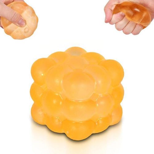 Squishy Cube Squishy Fidget Toy, Standard Size 1.96 in Stress Ball for Adults and Kids, Puffwize Soft Textured Sensory Toy with Irregular Shape for Anxiety Relief and Improving Focus(Yellow)