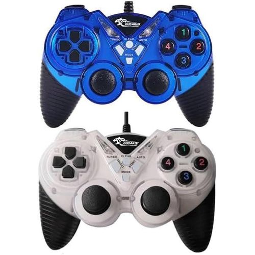 Game Controller for PC Wired Laptop Compatible Comfortable to Use blue and white