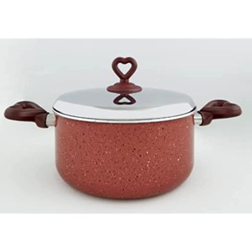 Teflon Lovely Hearts Pot With S/S Lid - Red Rose