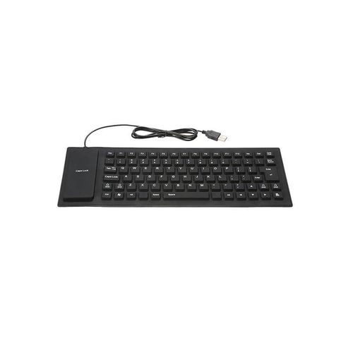 85 Keys Foldable Flexible Rollup USB Wired Silicone Keyboard Black