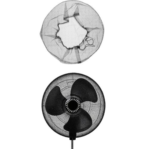 Washable Fan Dust Cover with Protective Mesh Net, Reusable Nylon Fan Safety Cover with Adjustable Drawstring, Fits 12–22 Inch Fans, Black