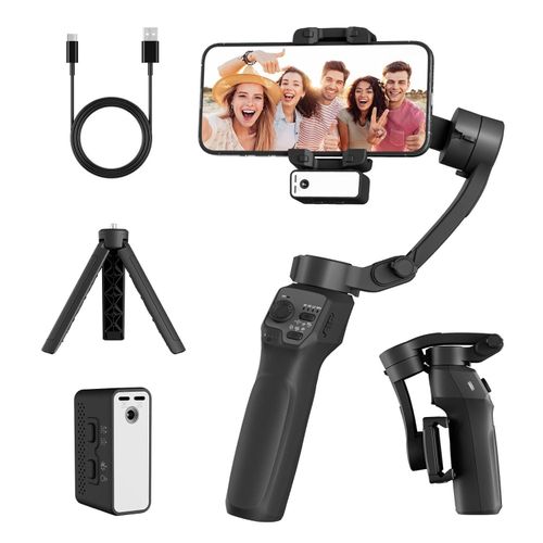 3-Axis Gimbal Stabilizer for iPhone 15 14 13 12 Pro Max Samsung s23 s22 A54 Android Smartphone,Foldable Portable Rotating Phone Gimbal for Video Recording Vlog with AI Face Tracking (F11-Black)
